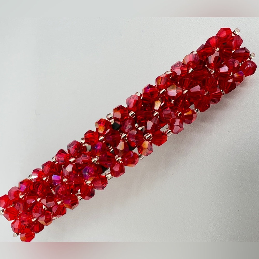Red Beaded Hair Barrette New